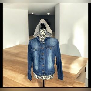 TAXI SIZE L Denim Jacket with Gray Hood